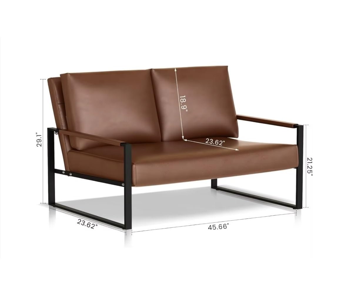 CGTENBS Faux Leather Couch Mid-Century Loveseat Sofa Upholstered Small for Spaces