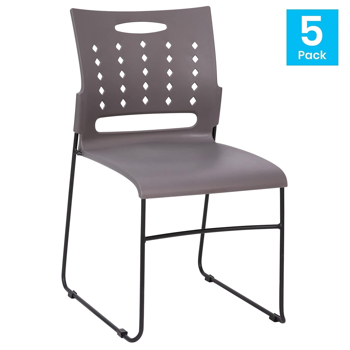 Flash Furniture HERCULES Series 881 lb. Capacity Gray Sled Base Stack Chairs with Air-Vent Back, Set of 5