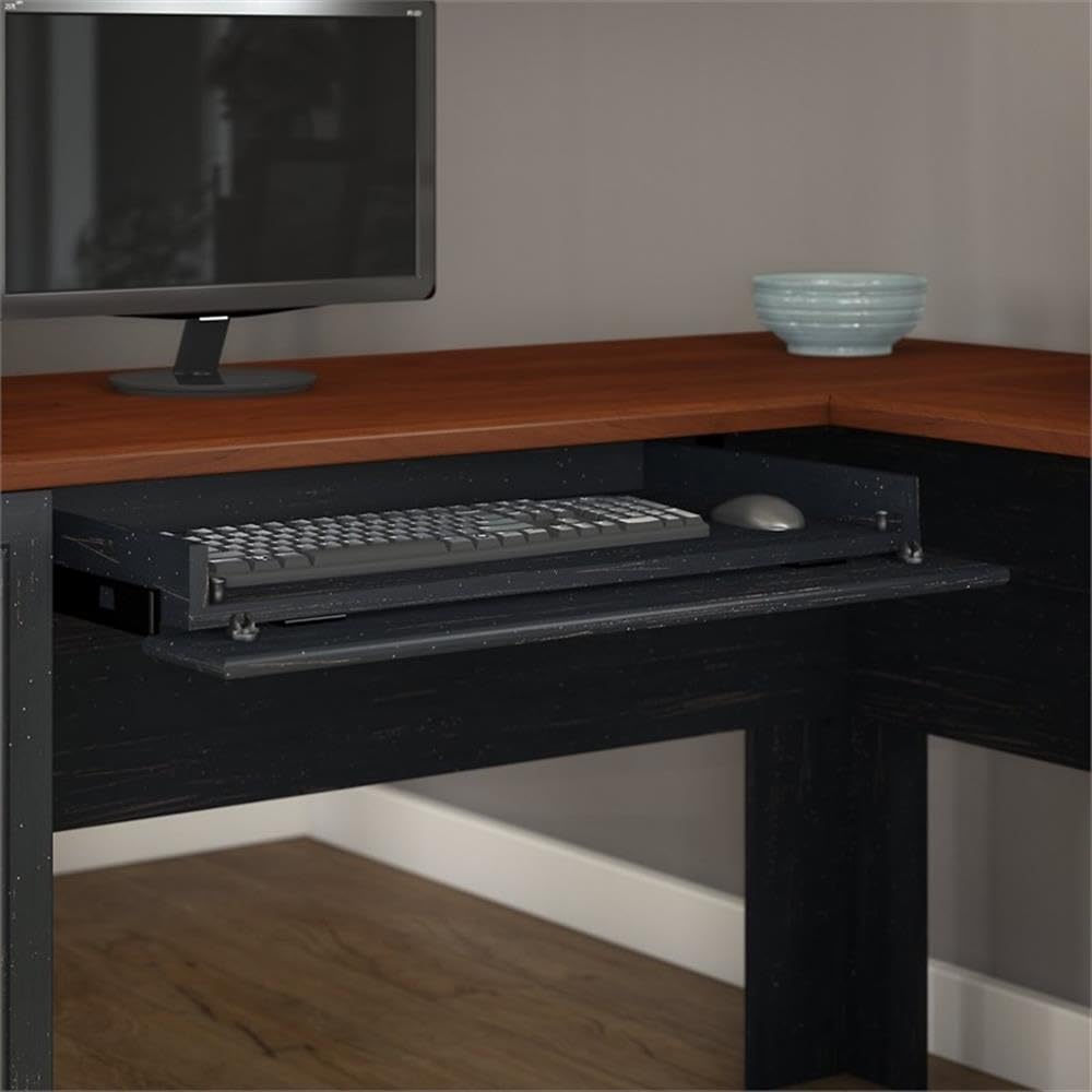 Bush Home 54-Inch Office Desk with Drawer and Storage Cabinet, Computer Desk with Box Drawer and Adjustable Shelf, Home Office Workstation Furniture, Somerset Collection, White