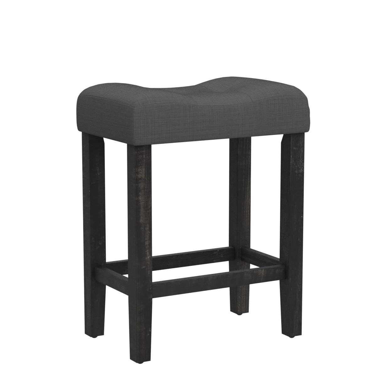 Roundhill Furniture Sora Button Tufted Counter Height Saddle Stools, Set of 2, Gray