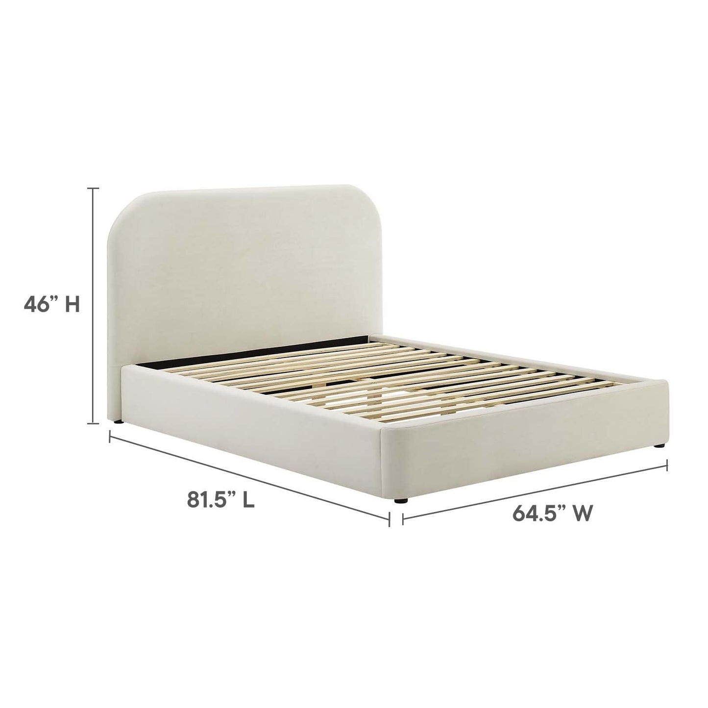 Modway Keynote Modern Full Bed Frame with Curve Shaped Headboard in Alabaster, Upholstered in Performance Velvet, Full Size Platform Bed, Soft Cloud Bed Frameain-Resistant Velvet Full Bed