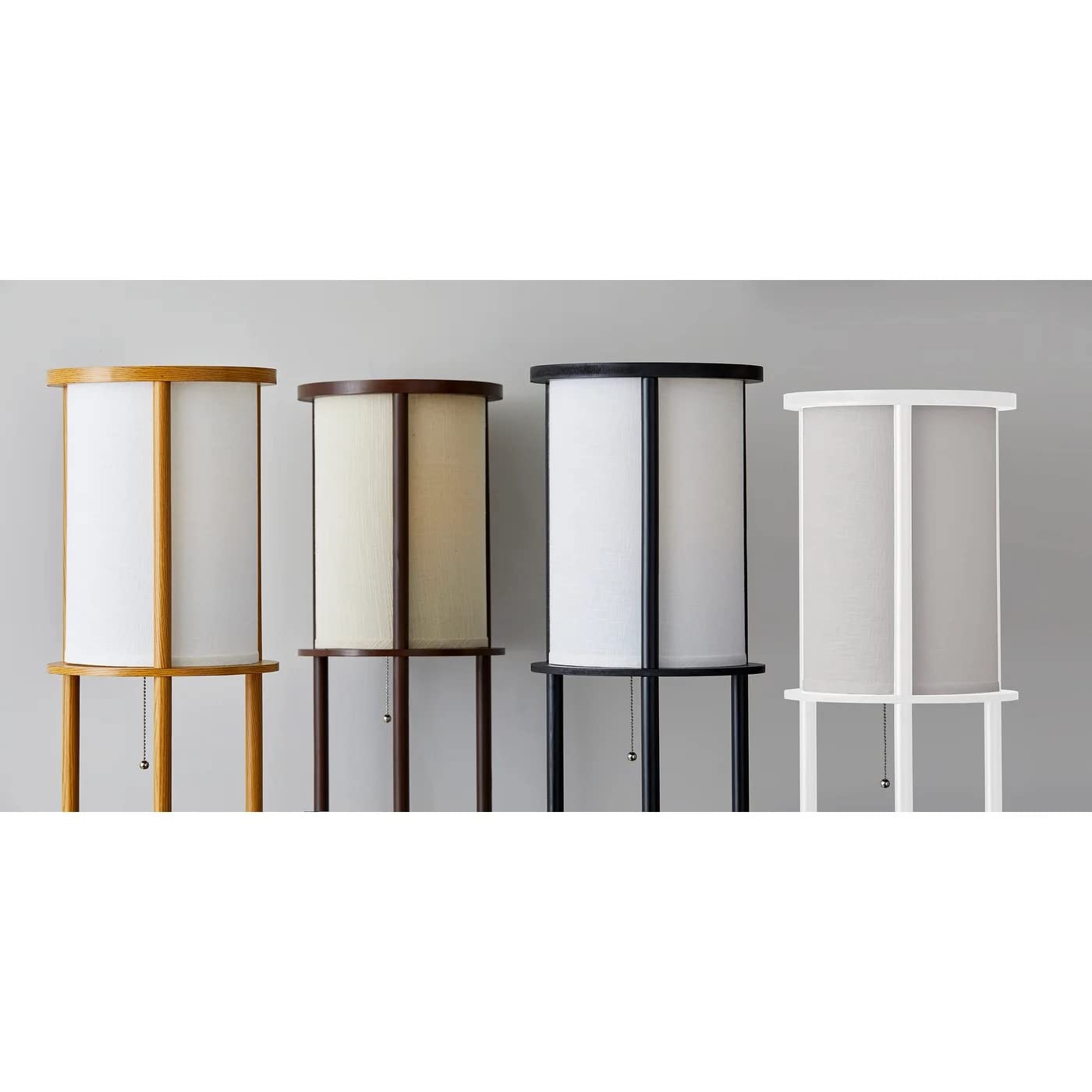 Adesso 3117-02 Stewart Round Shelf Floor Lamp, White Base Finish