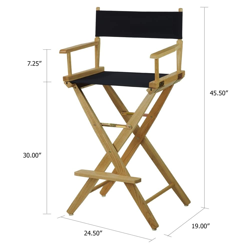 American Trails Extra-Wide Premium 30" Director's Chair Black Frame with Natural Canvas, Bar Height