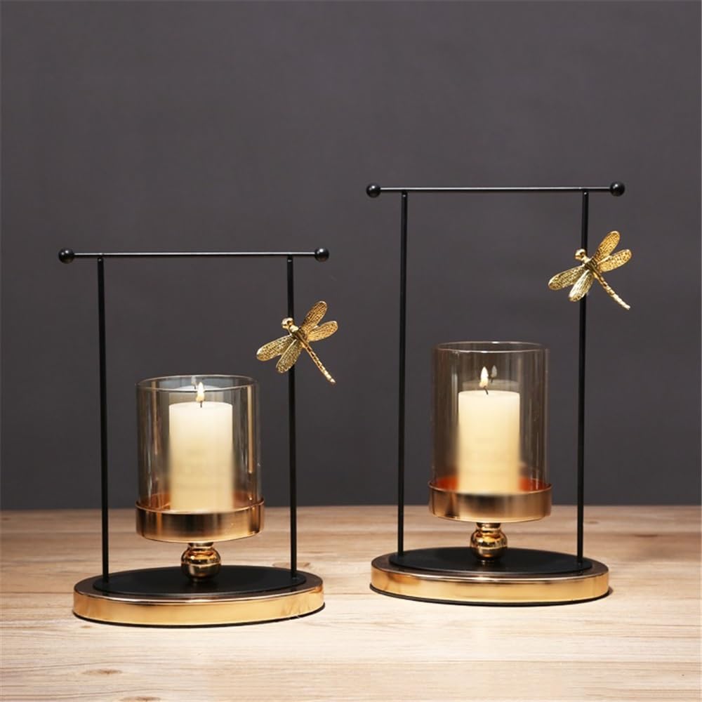 Candlestick Holders Luxury Glass Candlestick Living Room Dining Table Home Decoration Metal Candle Holder Candle Holders(Small)