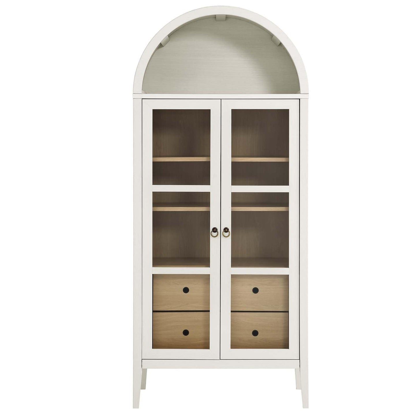 Modway EEI-6639-WHI-OAK Nolan Tall Arched Storage Display Cabinet, White Oak