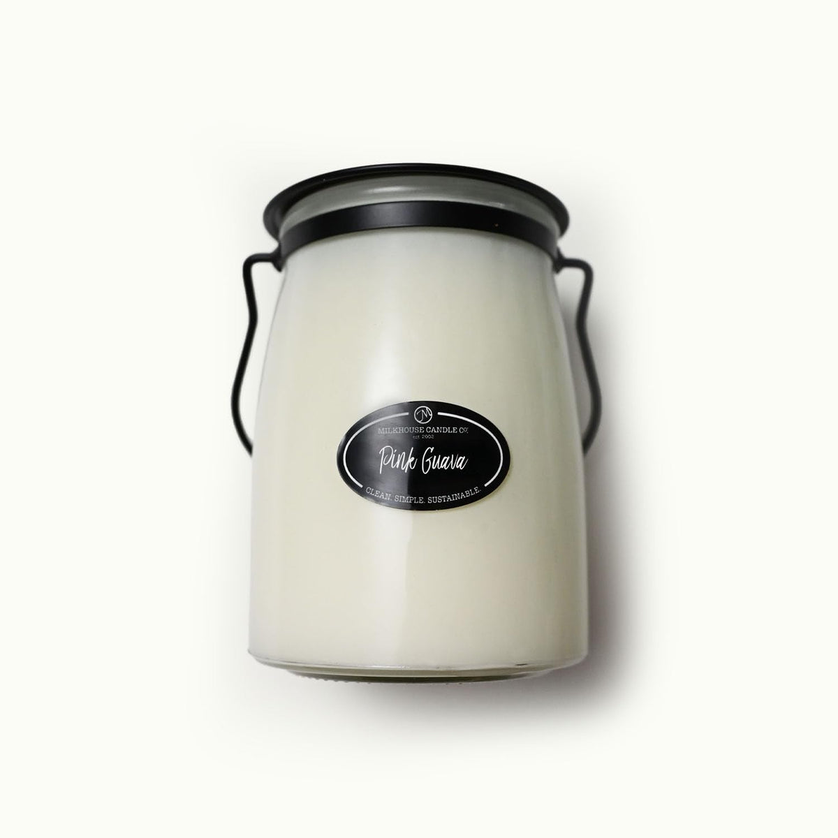 Milkhouse Candle Company Pink Guava Soy Candle - Summer Fruits | Citrus Sparkle | Freesia Scented - 22 oz Butter Jar with Lid, 120+ Hour Burn Time, Made in the USA