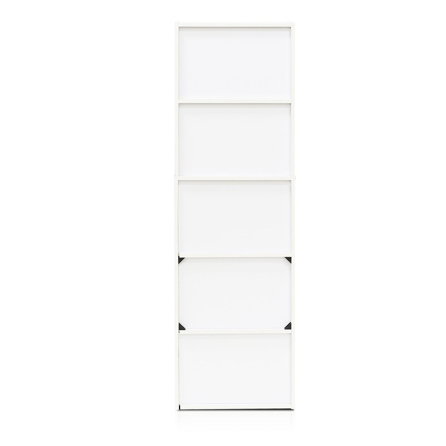 Furinno LUDER Book Shelf, 5-Tier Bookshelf, Bookcase with Open Shelves, 9.4 x 15.8 x 52, Easy Assembly, for Living Room, Bedroom, Home Office, White/Pink