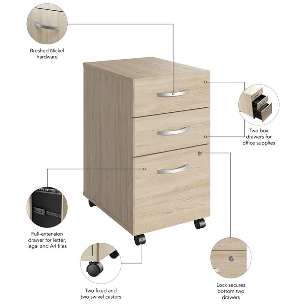 Bush Business Furniture Series C Collection 60W x 43D Right Hand L-Bow Desk Shell in Hansen Cherry, Large Office Workstation for Professional Workspace