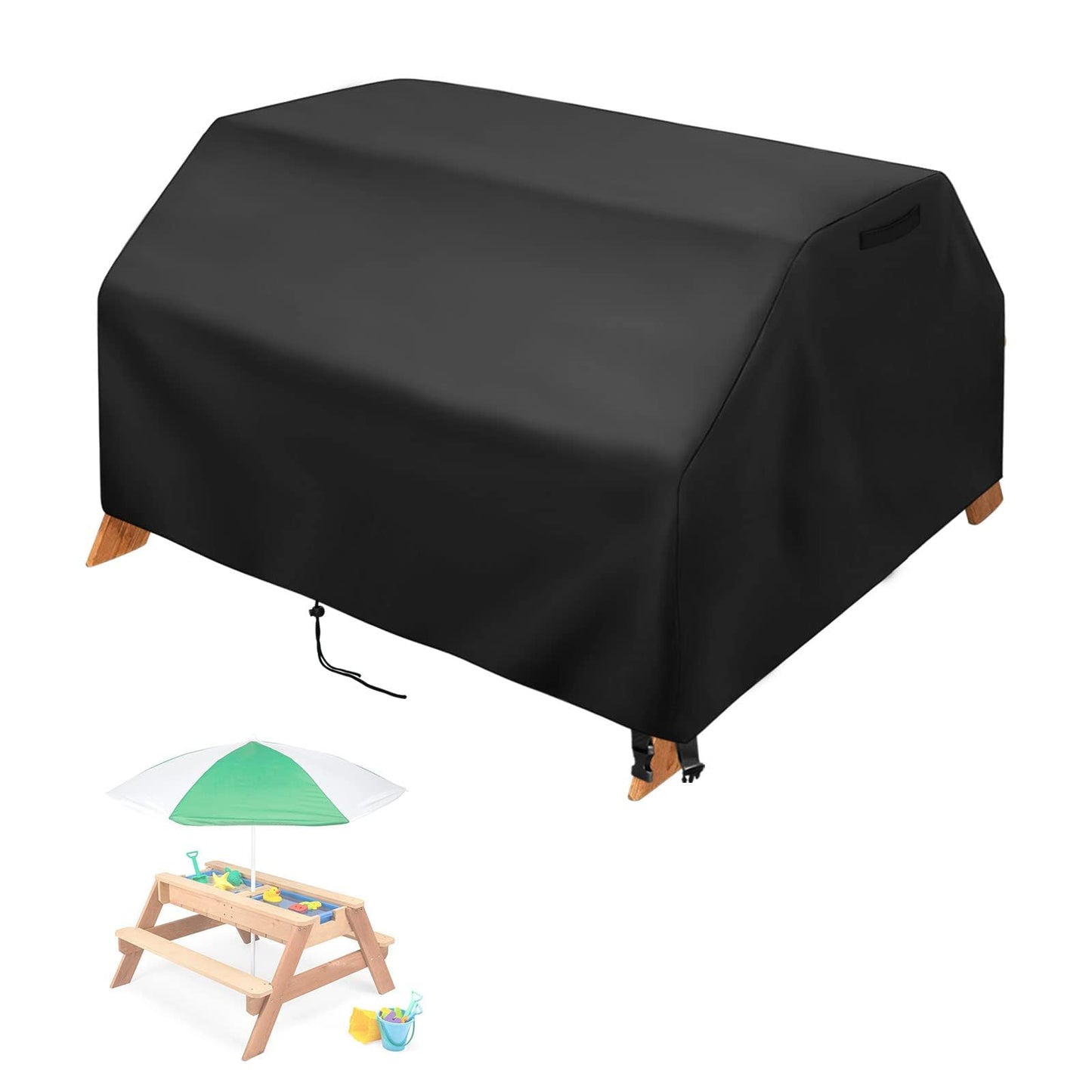 Kasla Kids Picnic Table Cover, Heavy Duty Waterproof, Fits Wooden Dining Table with Benches for Backyard, Patio, Lawn (36"W×33"D×22"H)