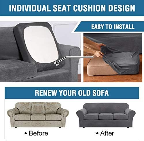 H.VERSAILTEX Rich Velvet Stretch 2 Piece Cover Chair Slipcover Sofa Cover