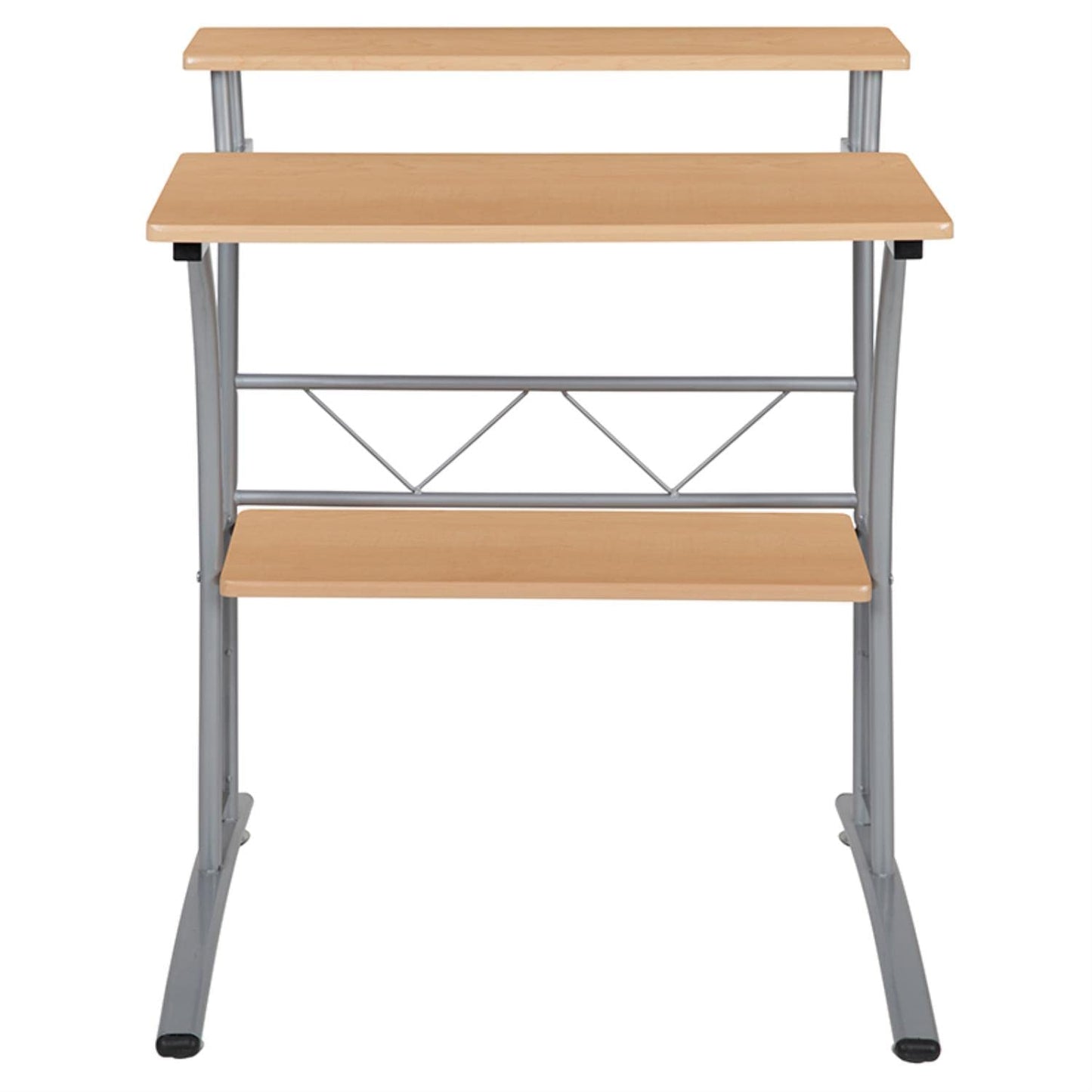 Flash Furniture Clifton Maple Computer Desk with Top and Lower Storage Shelves 28 Inch