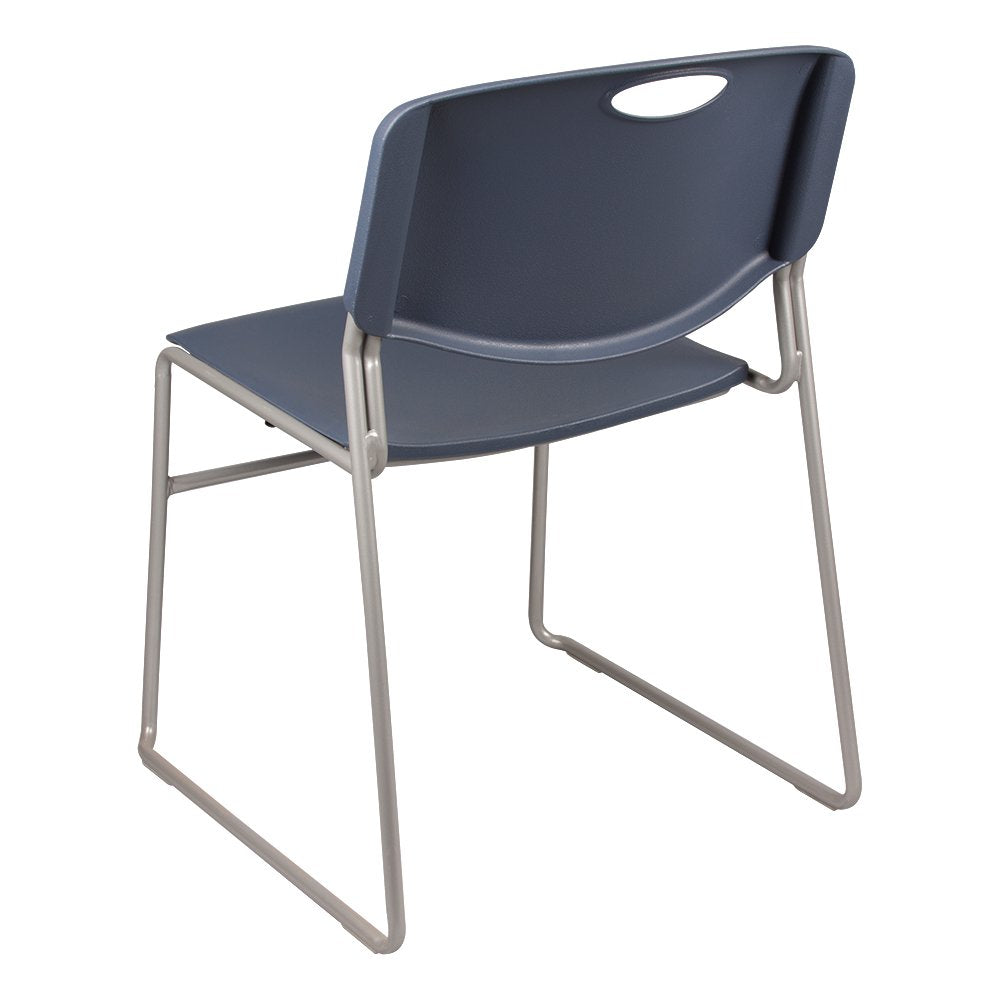 Norwood Commercial Furniture NOR-FEI1059NA-SO Heavy-Duty Plastic Stacking Chair, Navy Seat w/Silver Mist Frame (Pack of 4)