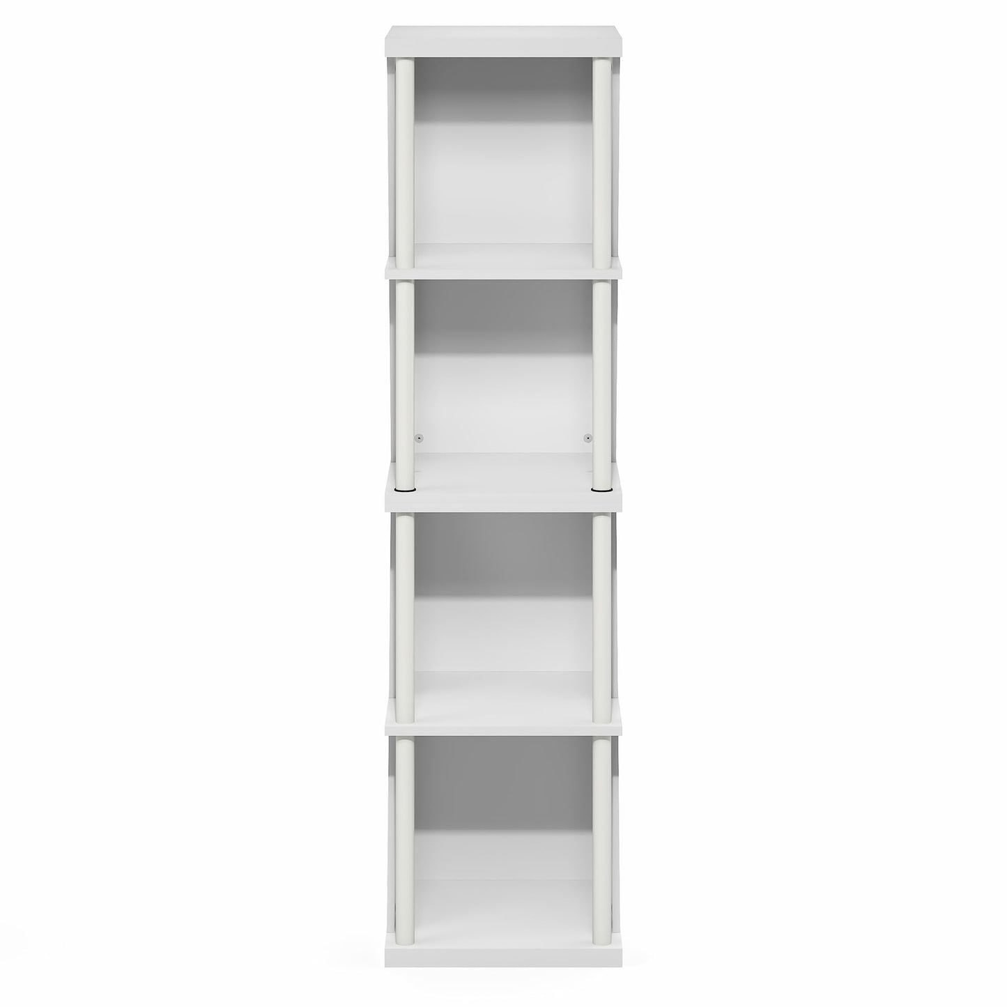 Furinno Flexi Storage Shelf, 4-Cube Corner Shelf, Book Shelf, DIY Stackable & Separable Display Bookcase, for Organization and Storage, for Living Room, Home Office, White