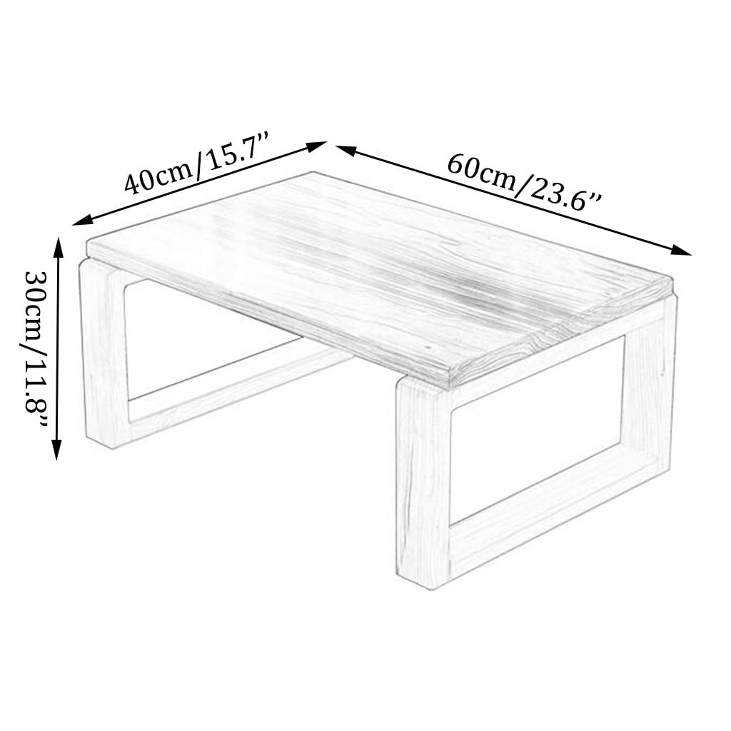 GLDGJMZ Bay Window Kung Fu Coffee Table Zen Tea Table for Living Room Japanese Style Retro Low Meditation Table (60x40x30cm) Ideal for Relaxation and Aesthetic Decor