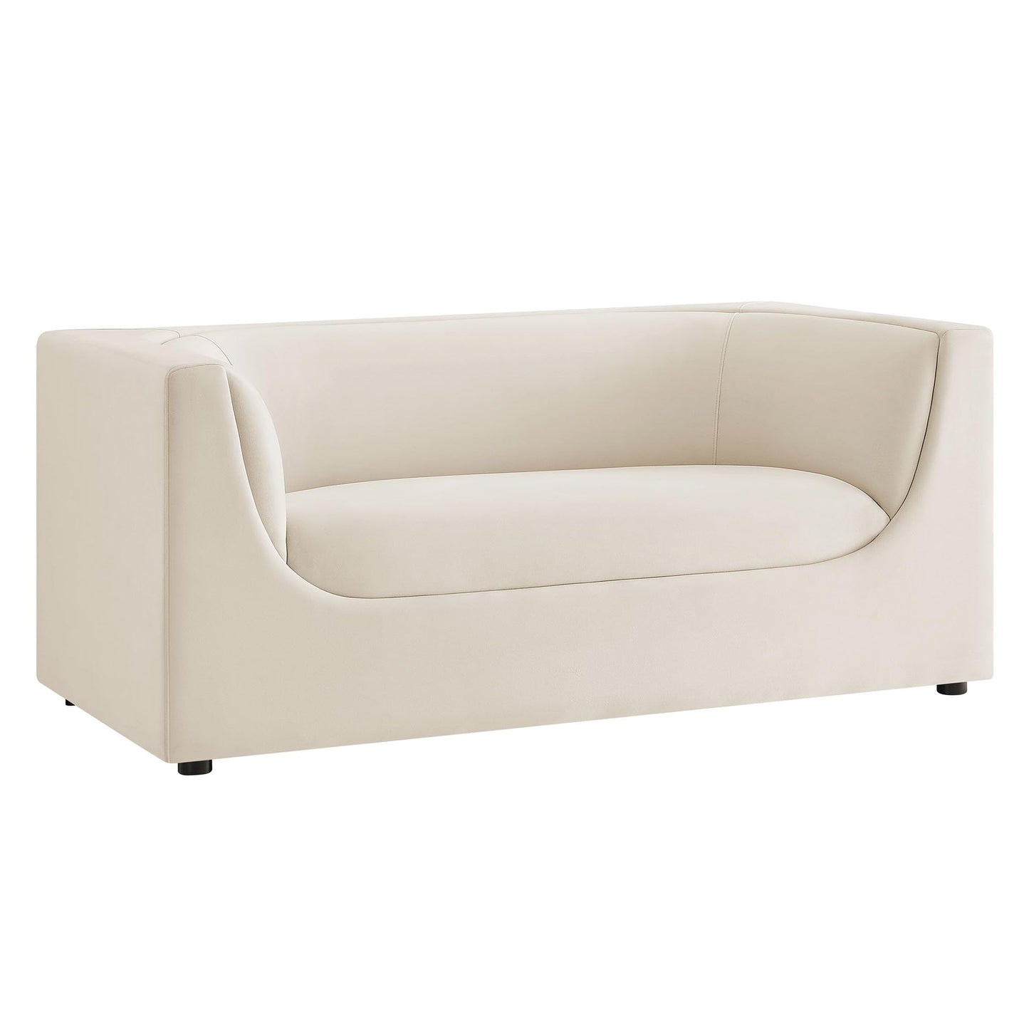 Modway Hilda 67 Inch Modern Curved Back Performance Velvet Loveseat in Alabaster – Plush Upholstered 2-Seat Sofa for Living Room, Apartment, Office