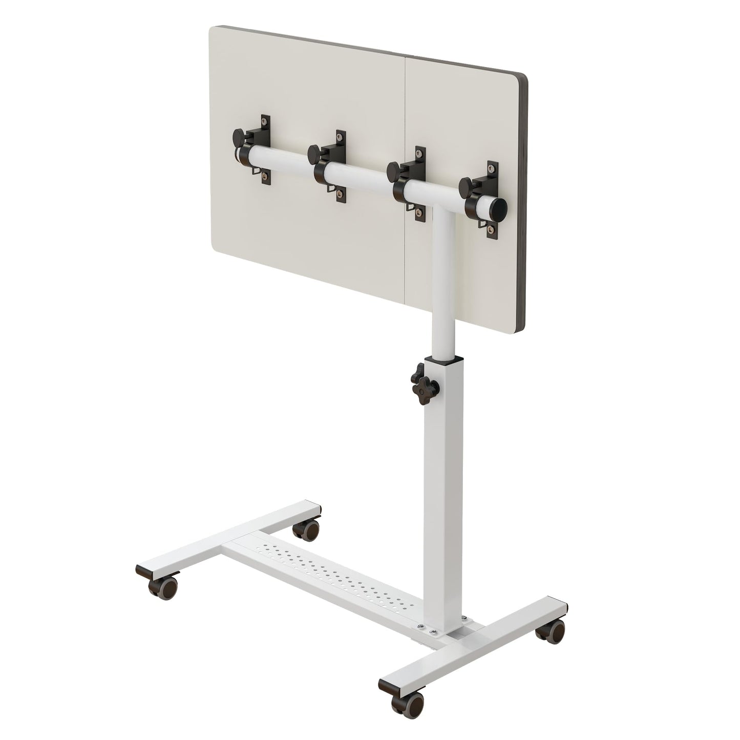 TigerDad Over Bed Table with Wheels Adjustable | Rolling Laptop Table Overbed Desk Hospital Tray Table Sofa Chair Side Table for Home Office (White)