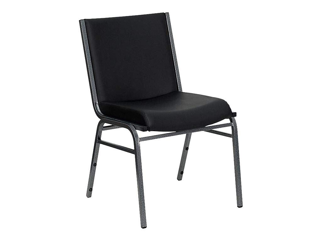 Flash Furniture HERCULES Series Heavy Duty Black Vinyl Stack Chair with Ganging Bracket