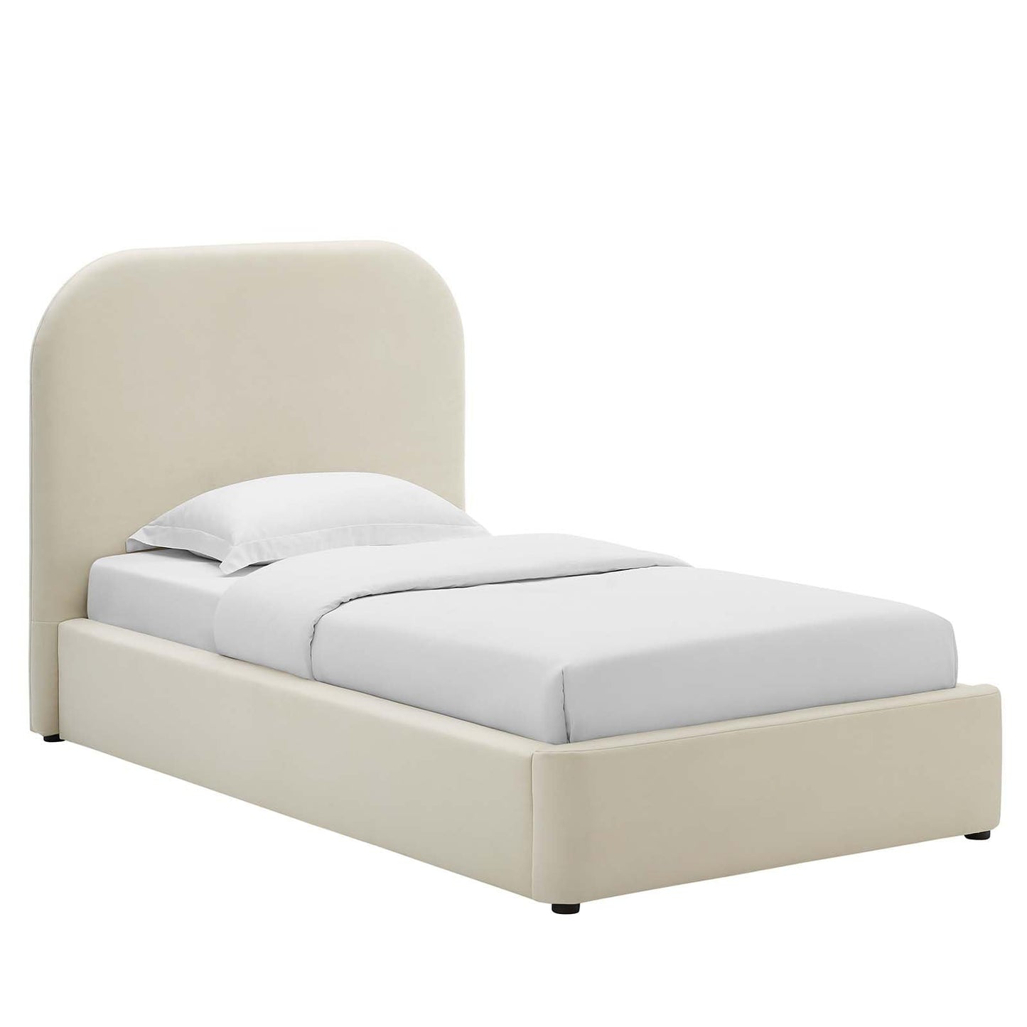 Modway Keynote Modern Bed Frame, Twin Size with Curve Shaped Headboard in Alabaster