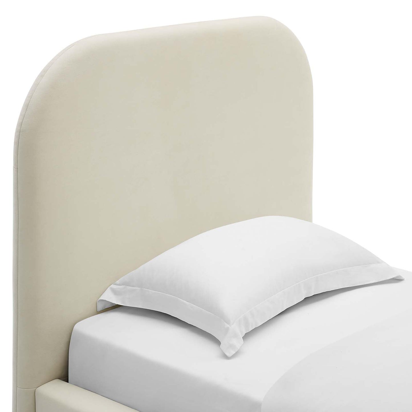 Modway Keynote Modern Bed Frame, Twin Size with Curve Shaped Headboard in Alabaster