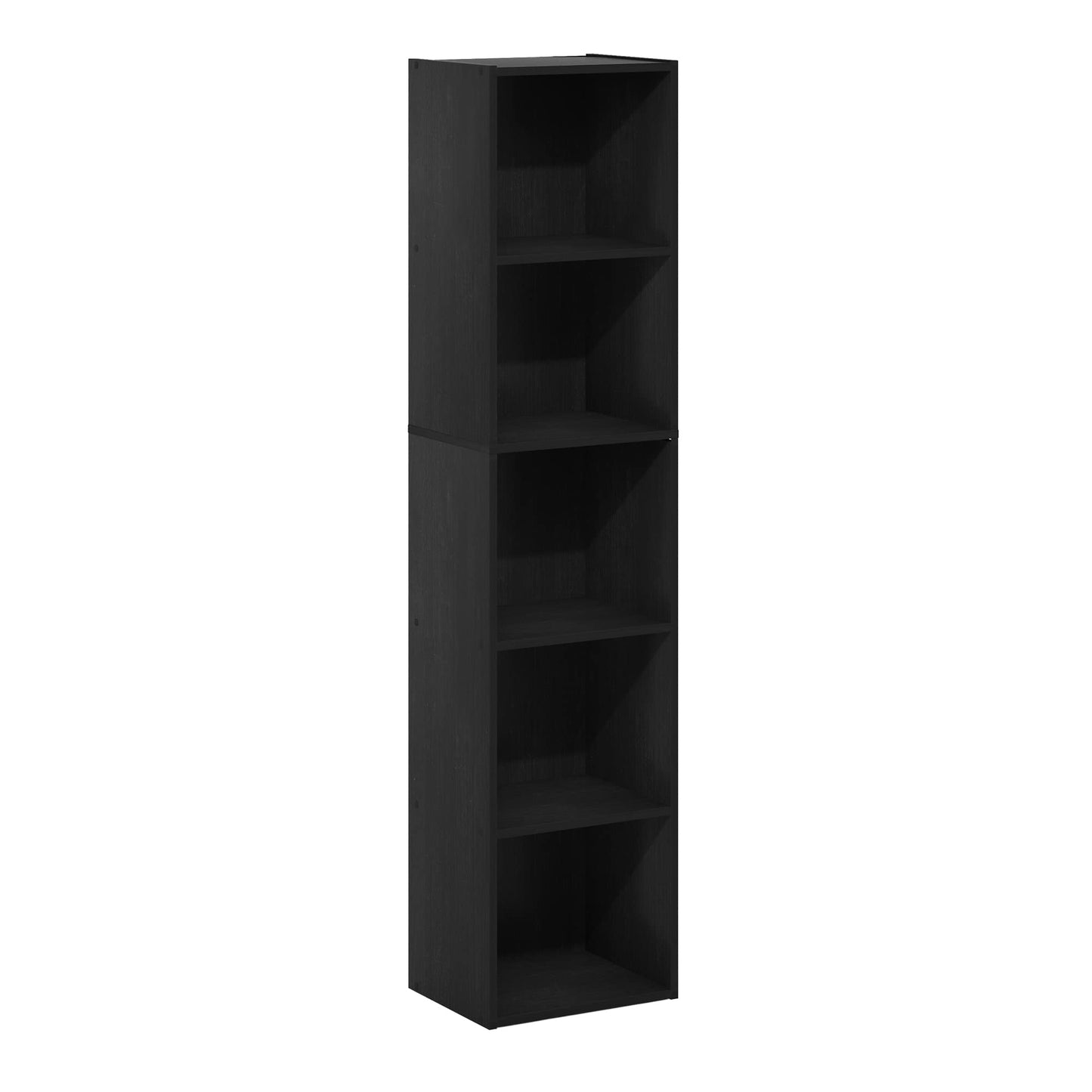 Furinno PASIR Book Shelf, 5-Tier Modern Bookshelf, Open Shelves Bookcase 9 x 12 x 52, Easy Assembly, for Living Room, Bedroom, Home Office, Blackwood