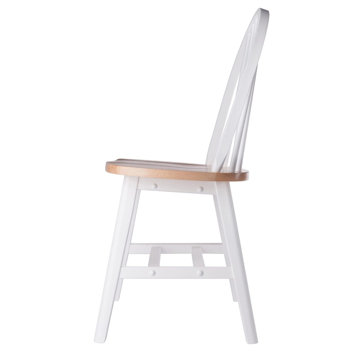 Winsome Windsor 2-Piece Chair Set in Natural/White, Classic Ladder Backed Kitchen & Dining Room Chairs, Simple & Elegant Home Seating Solution, Great for Office, Hallway, Bedroom