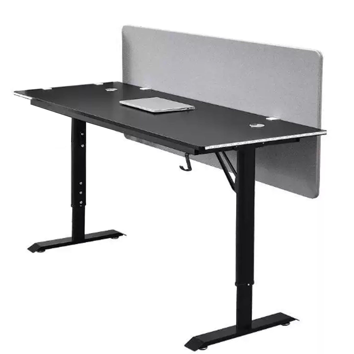 60cm Tall Under Desk Privacy Panel - Sound-Absorbing Desk Divider with 2 Installation Clamps for Home Office & Open Plan Workspace - Light Gray (L 160cm/62.9in)