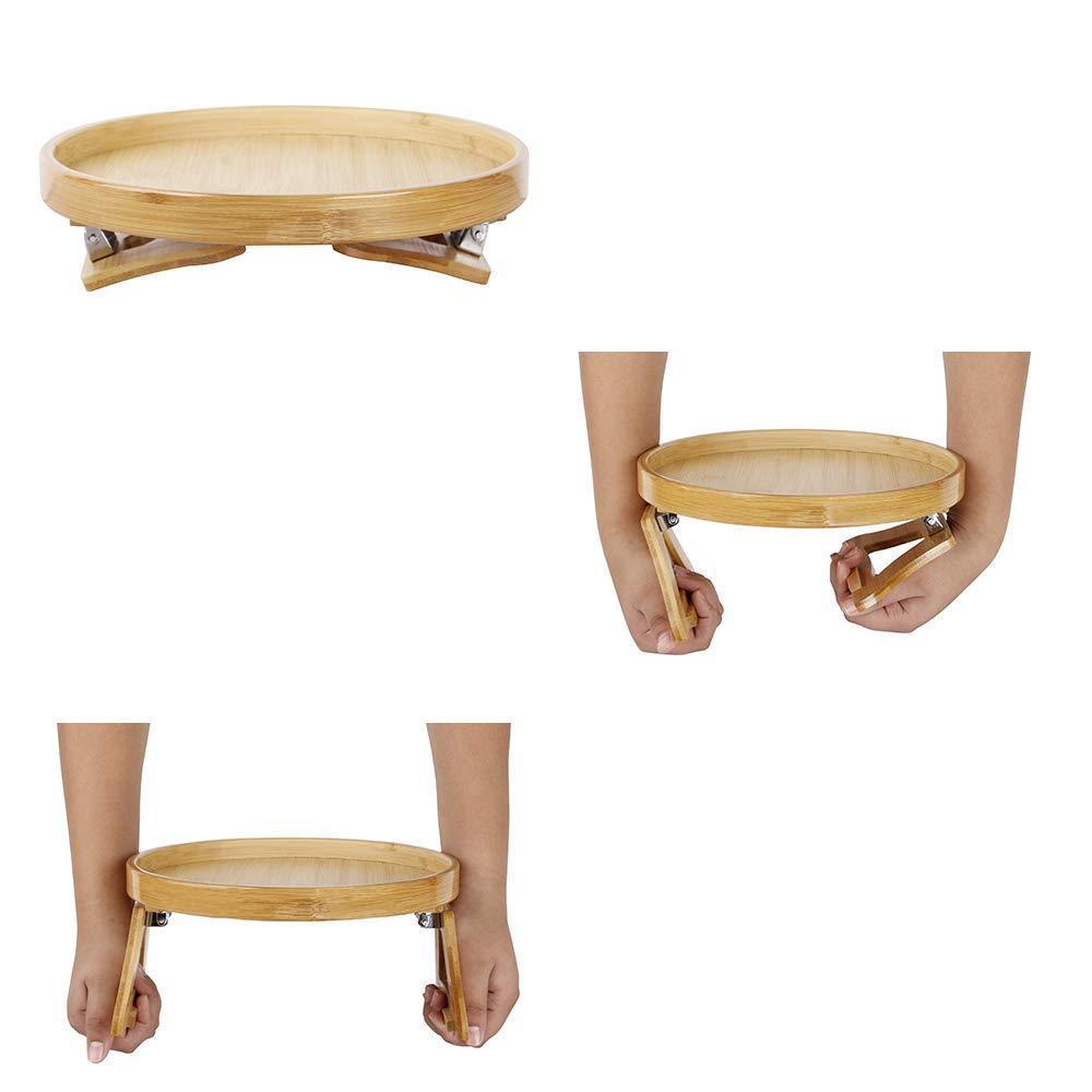 Pekokavo Sofa Arm Clip Tray, Side Table for Remote Controls/Drinks/Gamepads Holder (Bamboo)