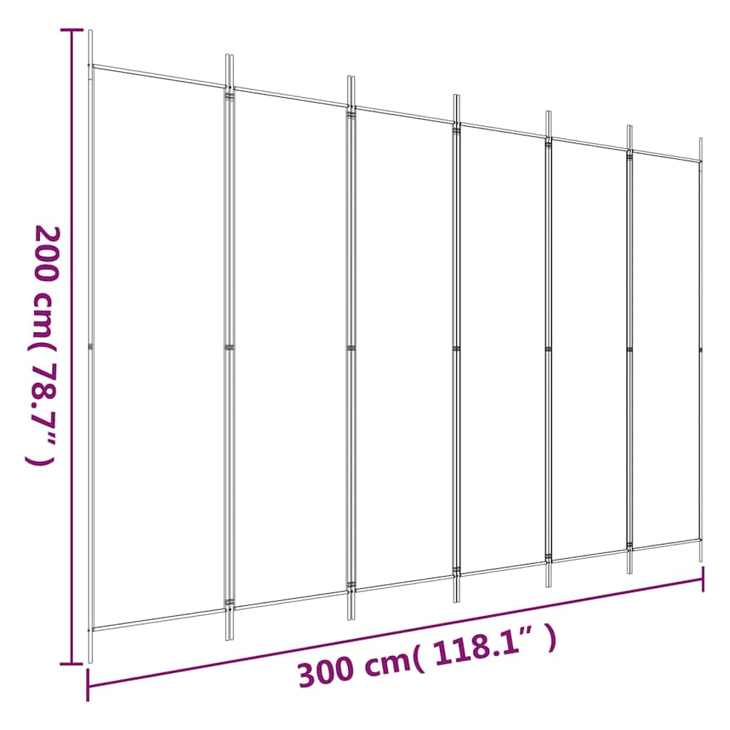 vidaXL vidaXL 6 Panel Room Divider, Folding Privacy Screen for Room Separation, Freestanding Divider Screen for Home Office, Modern Style, Black Fabric