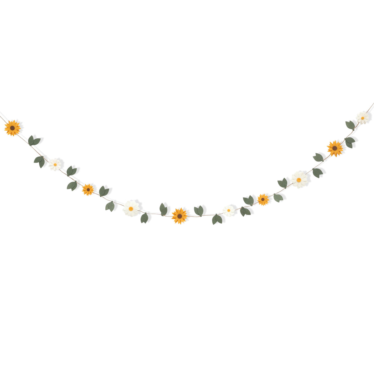 Felt Daisy Sunflower Garland - Flower Party Wall Hanging Decorations,Bohemian Daisy Sunflower Felt Banner,Floral Leaf Chain Garland Photo Props,Garden Birthday Wedding Banner Decorations