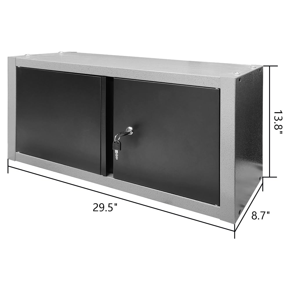 JZD Metal Wall Cabinet with Two Lockable Doors, Steel Wall Chest for Kitchen Warehouse Home Office Garage