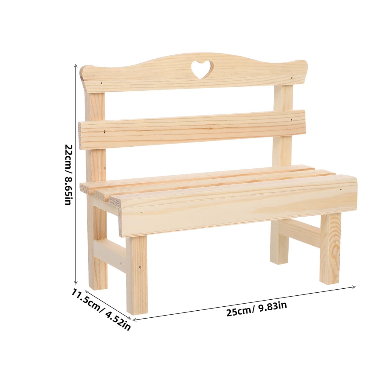 Toyvian 1pc Miniature Bench Decor Creative Photography Prop for Dollhouses Charming Pine Figurine for for Display Gifting