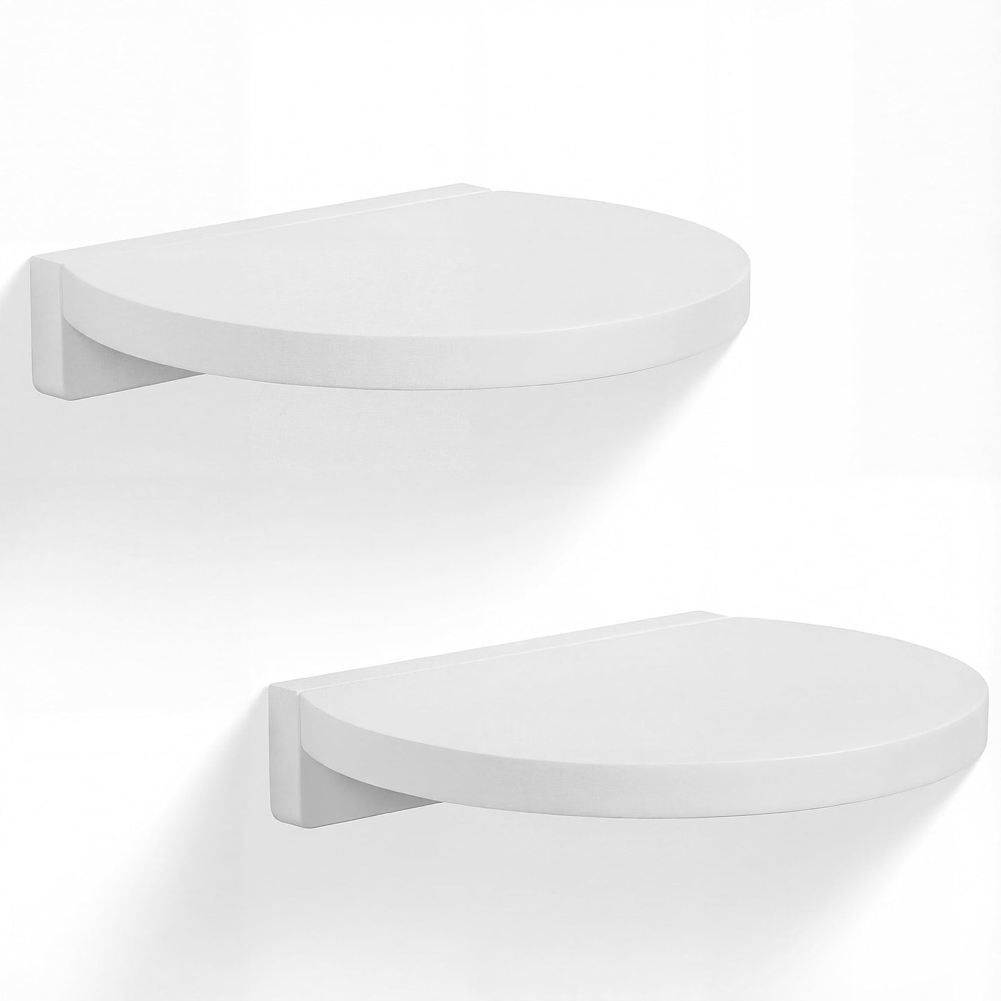 Round Small Floating Shelves,Mini Wall Shelf for Speaker Plants Storage Display Set of 2,Solid Wood Ledges Elegant for Living Rooms Bedroom Bathroom Offices Home Decor,8-inch Diameter,White