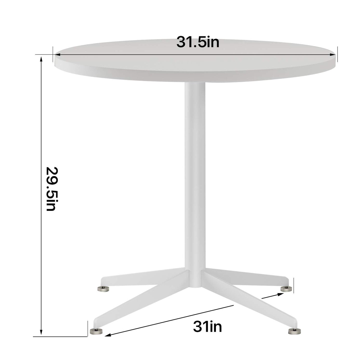 SENGLIDA White Dining Table Round Small Office Table Conference Table Coffee Meeting Table for Office Boardroom Kitchen Living Room Waterproof Desktop Easy Assembly 31.5 inch