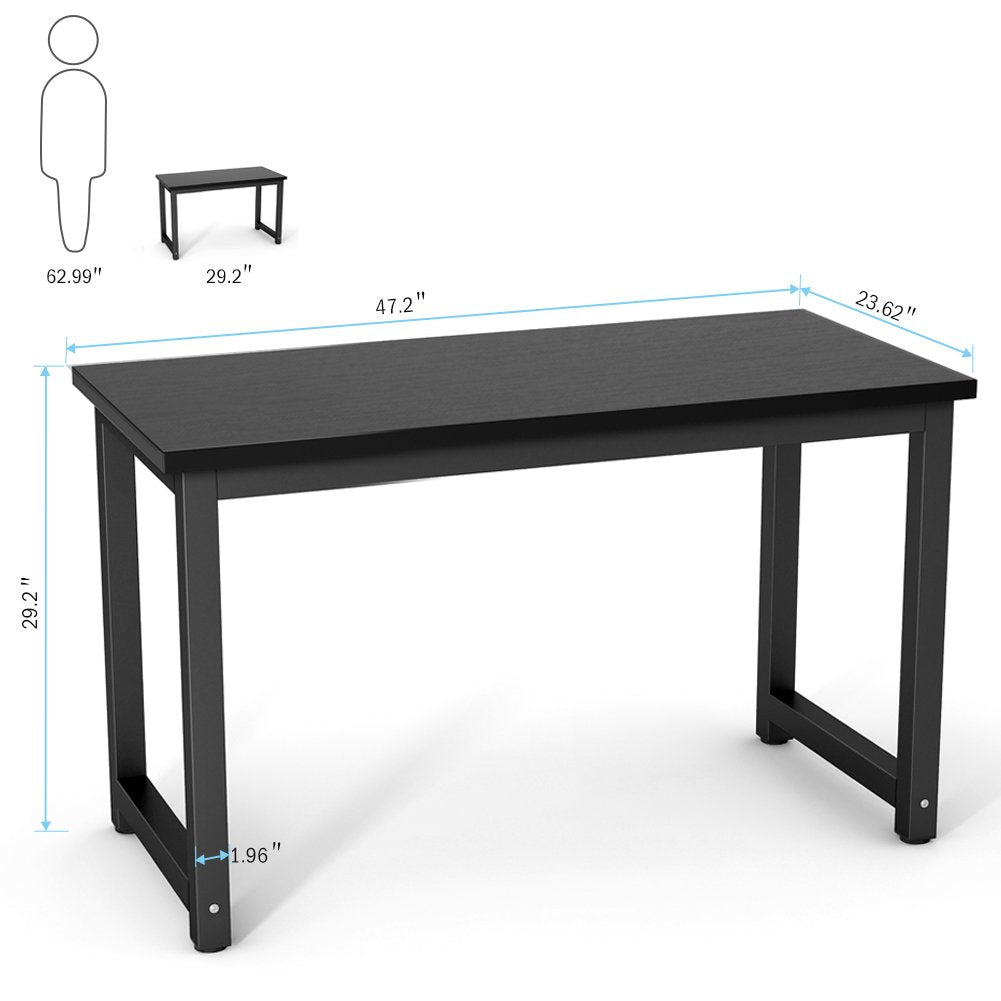 Tribesigns Computer Desk, 47 inch Modern Simple Office Desk Computer Table Study Writing Desk for Home Office, Black