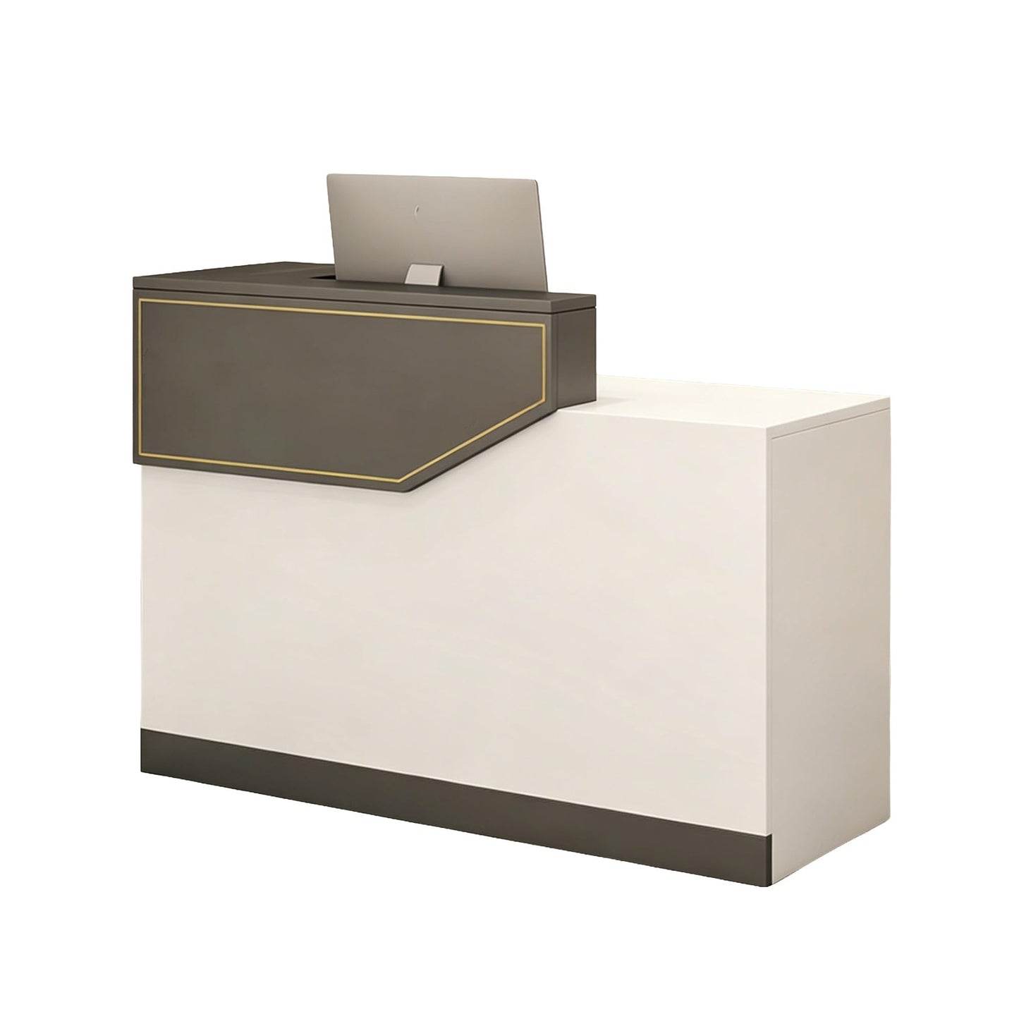 JQslycdmv Little Modern Wooden Reception Desk with Locking Drawers & Cupboards - Perfect for Salons, Offices, Hotels, and Stores(Grey – Left,100cm)