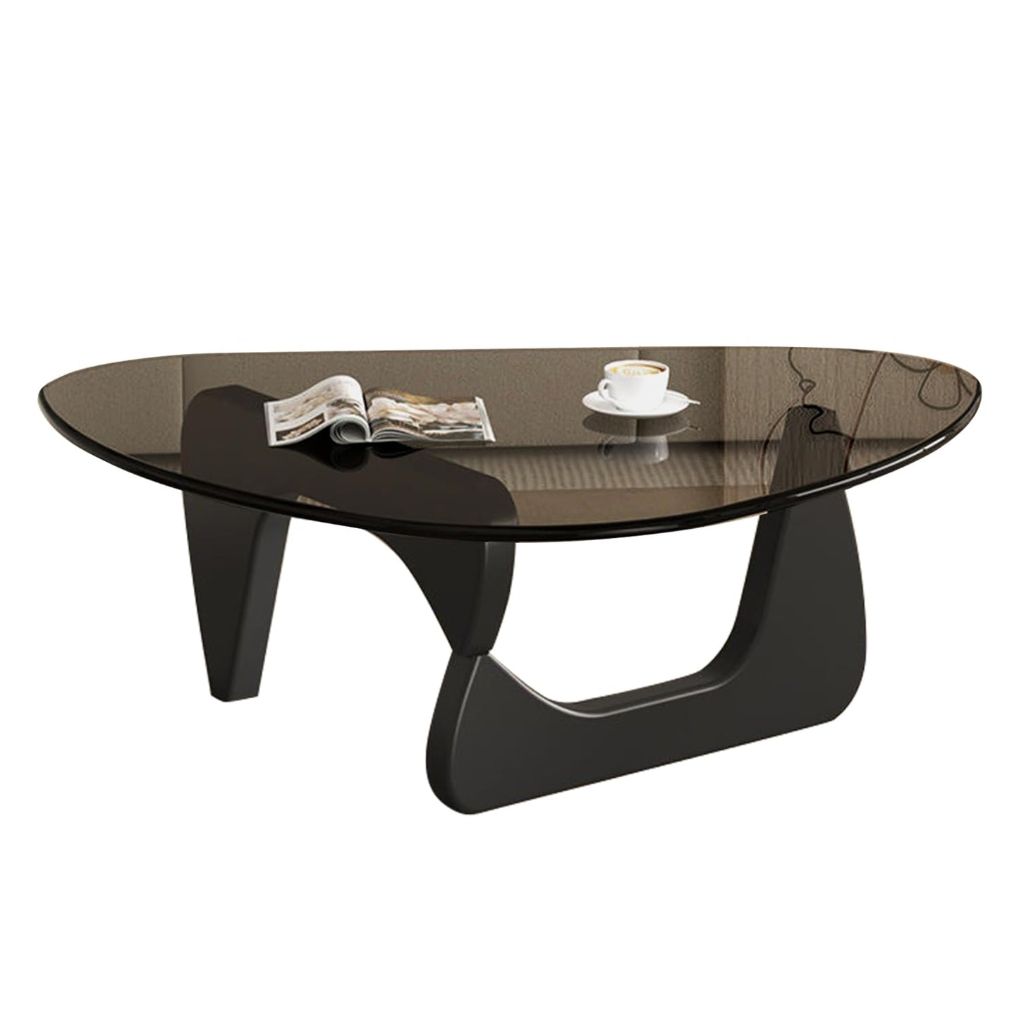 Modern Glass Coffee Table, Mid Century Coffee Table, Small Coffee Table for Living Room,Suitable for Bedroom Living Room Reception Office Tables (Black/Grey, Small)