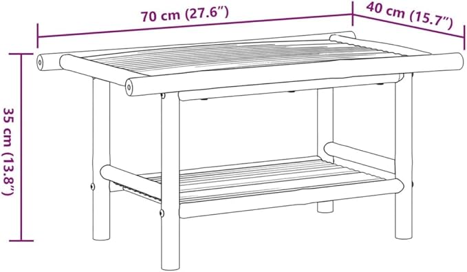 Bamboo Fiber Coffee Table with Storage Shelf, Eco-Friendly Modern Square Design