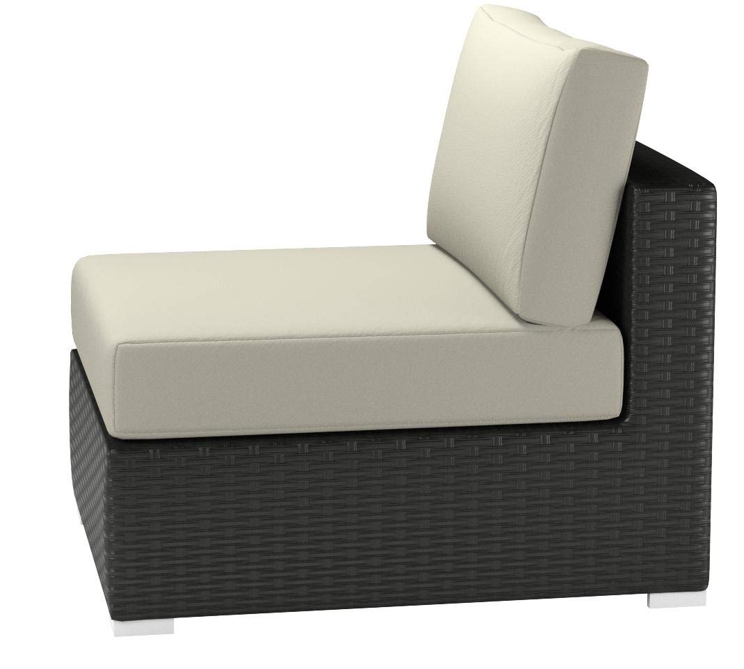 Modway EEI-1854-CHC-BEI Sojourn Wicker Rattan Outdoor Patio Coffee Table, Armless Chair, Canvas Antique Beige