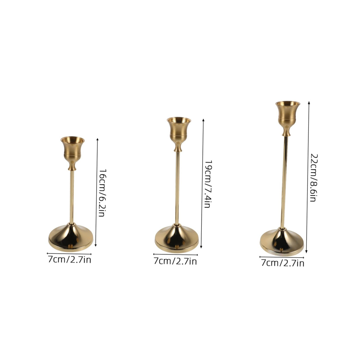 Ipetboom 6pcs European Style Taper Candle Holders Set, Alloy Metal Stable Candle Display with Polished Finish, Elegant Vintage Carved Design for Wedding Table Centerpiece and Holiday Event