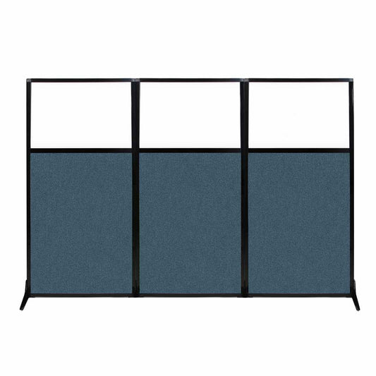 Versare Workstation Partition | Portable Wall Divider | Modern Office Cubicle | Free Standing Privacy Screen | Flexible Work Space | 99" x 70" W/Window, Caribbean Fabric Panels