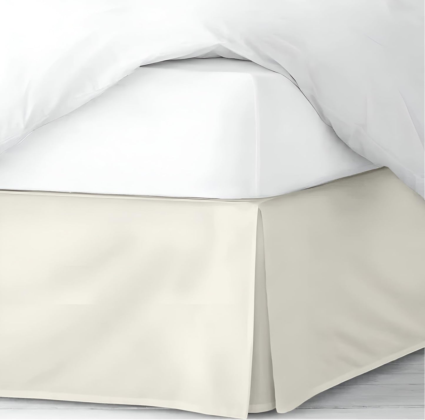 800 Thread Count Egyptian Cotton Bed Skirt King Size – Tailored Split Corner, 78x80 Inches 10" Drop Ivory Solid