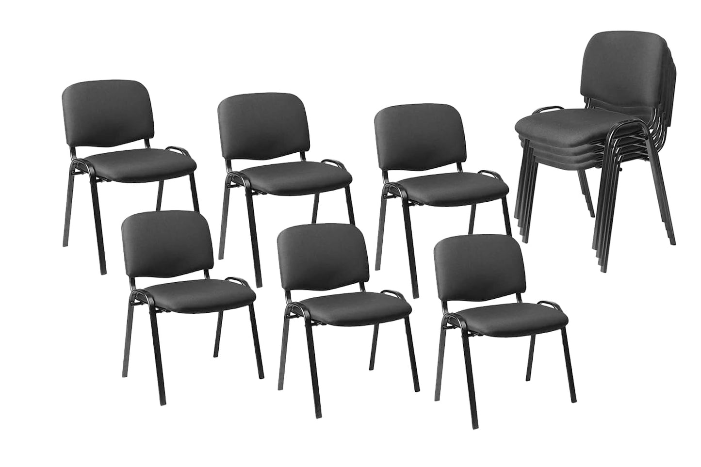 CLATINA Set of 10 Pack Stackable Waiting Room Chair Fabric Black Reception Chairs Metal with Thickened Seat Back Cushion for Waiting Conference Room Guest Chairs (10 Pack)