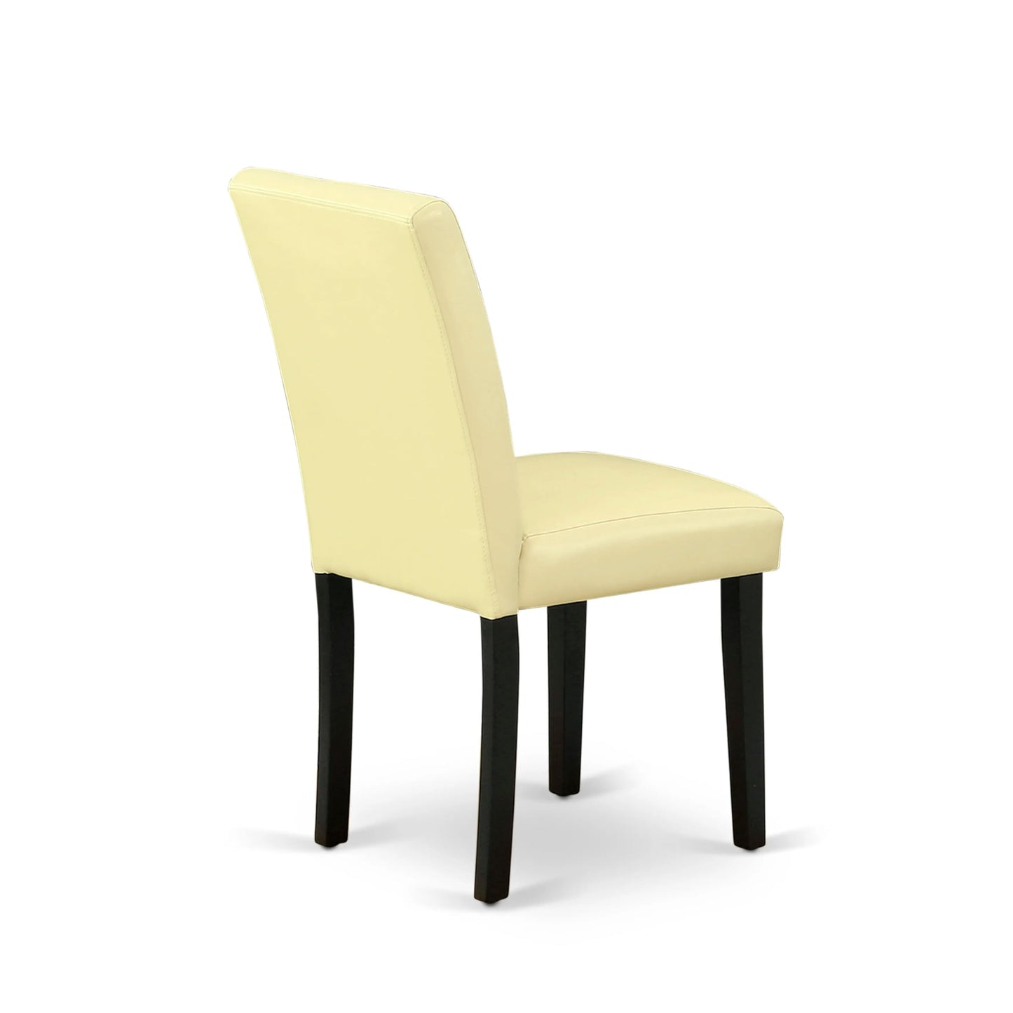 East West Furniture ABP1T73 Abbott Parson Dining Room Chairs - Eggnog Faux Leather Upholstered Chairs, Set of 2, Black