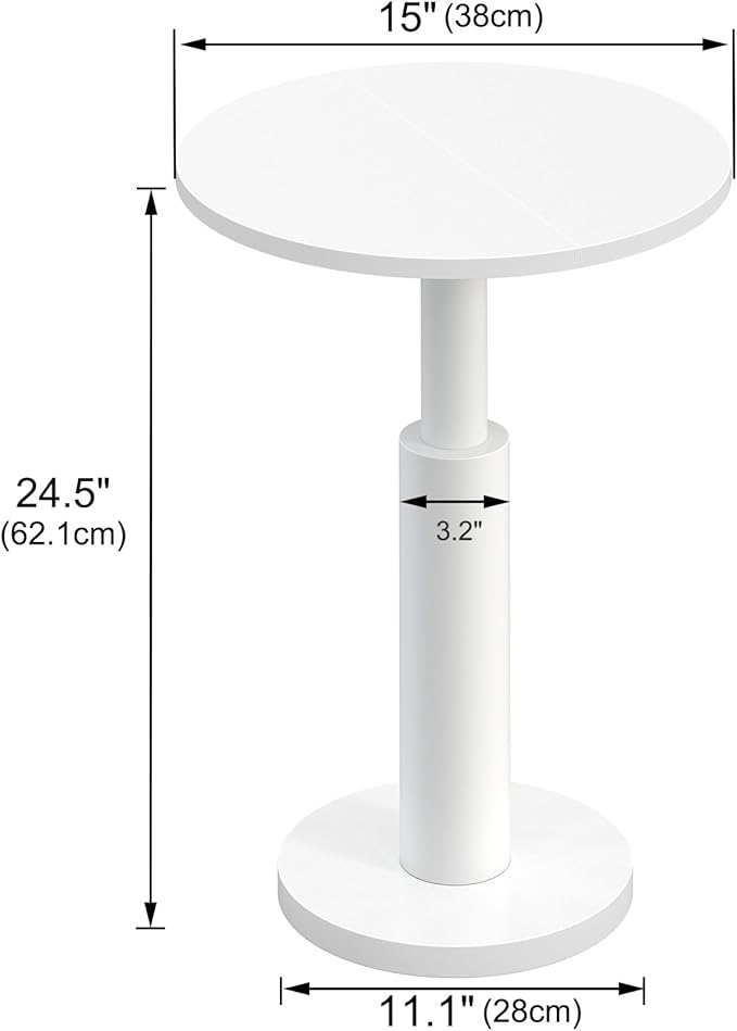 LAATOOREE Round Side Tables Set of 2, Pedestal Drink Table, Spacious Top