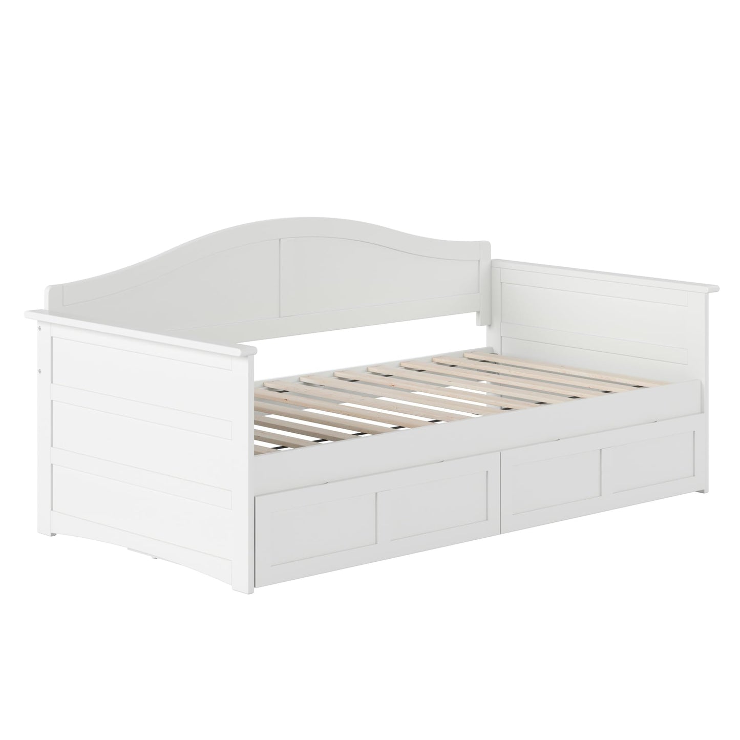 AFI, Acadia Twin Size Wood Daybed Frame with 2 Storage Drawers, White