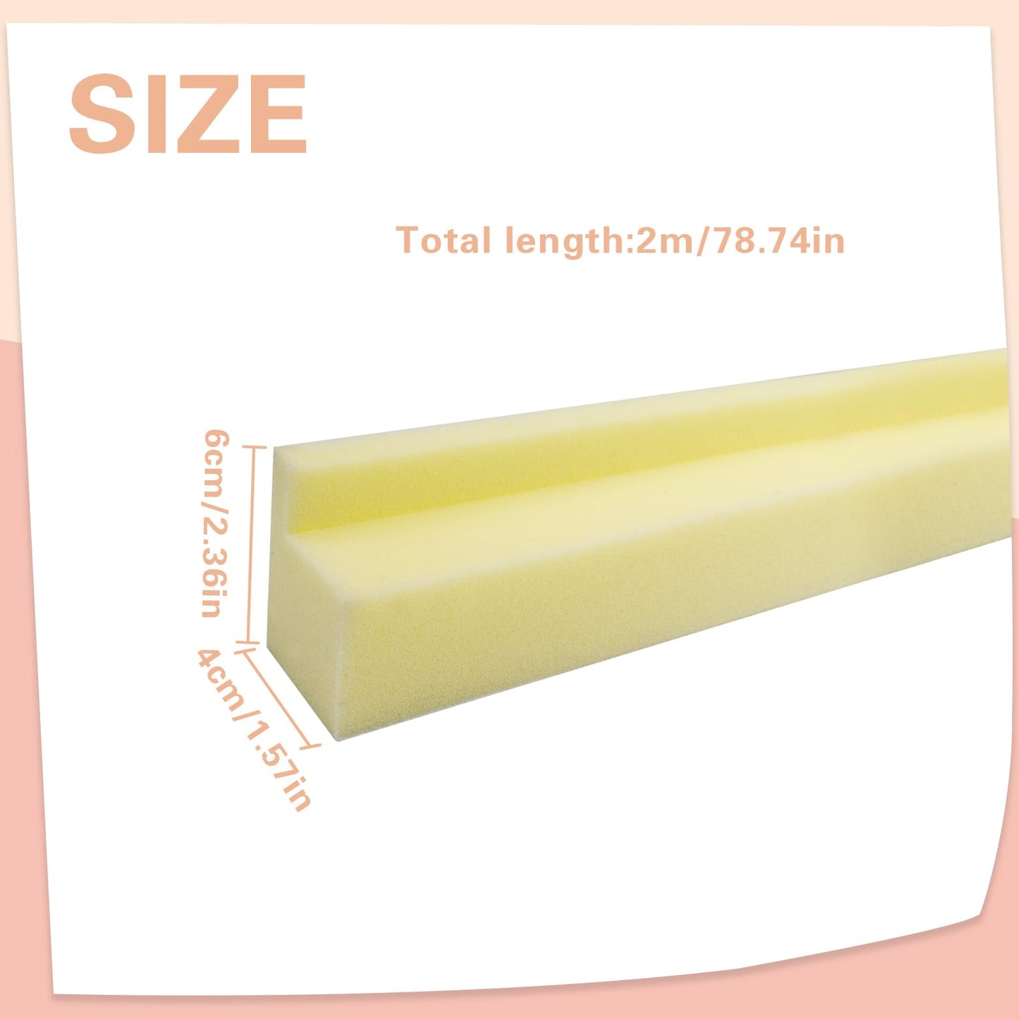 JoyHuaTrade Bed Filler for Headboard, L-Shaped Gap Filling for 1.57", 78.7" Long Mattress Wedge, Foam Headboard Filler for Seams and Bed Cracks, Yellow