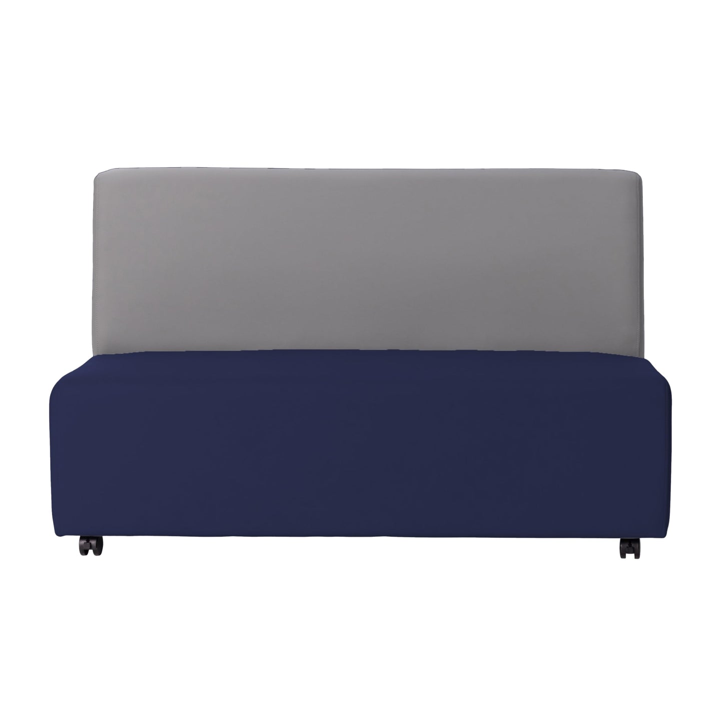 FDP Pro Series Upholstered Armless Mobile Sofa with Locking Casters for Portability Commercial Seating for Hotel Lobby, Office, Restaurant, Waiting Room, Home - Navy/Gray