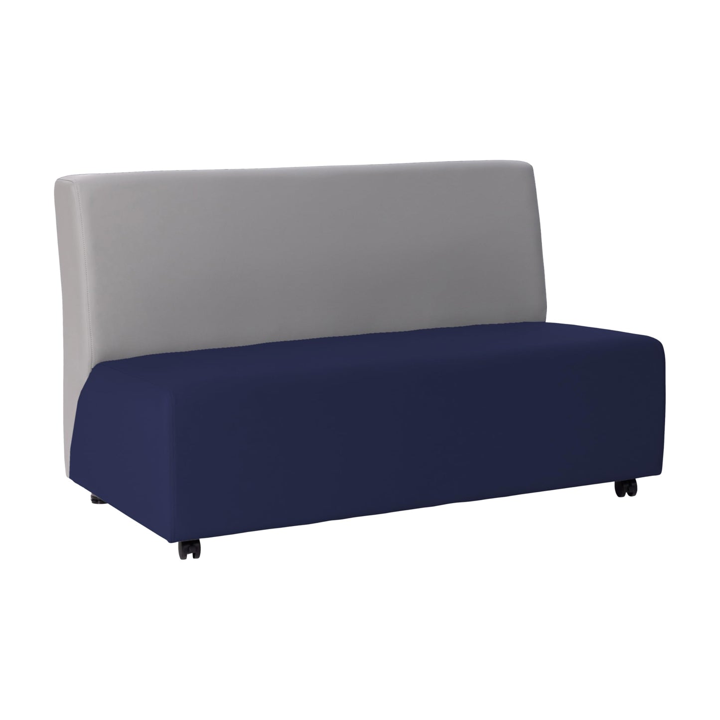 FDP Pro Series Upholstered Armless Mobile Sofa with Locking Casters for Portability Commercial Seating for Hotel Lobby, Office, Restaurant, Waiting Room, Home - Navy/Gray