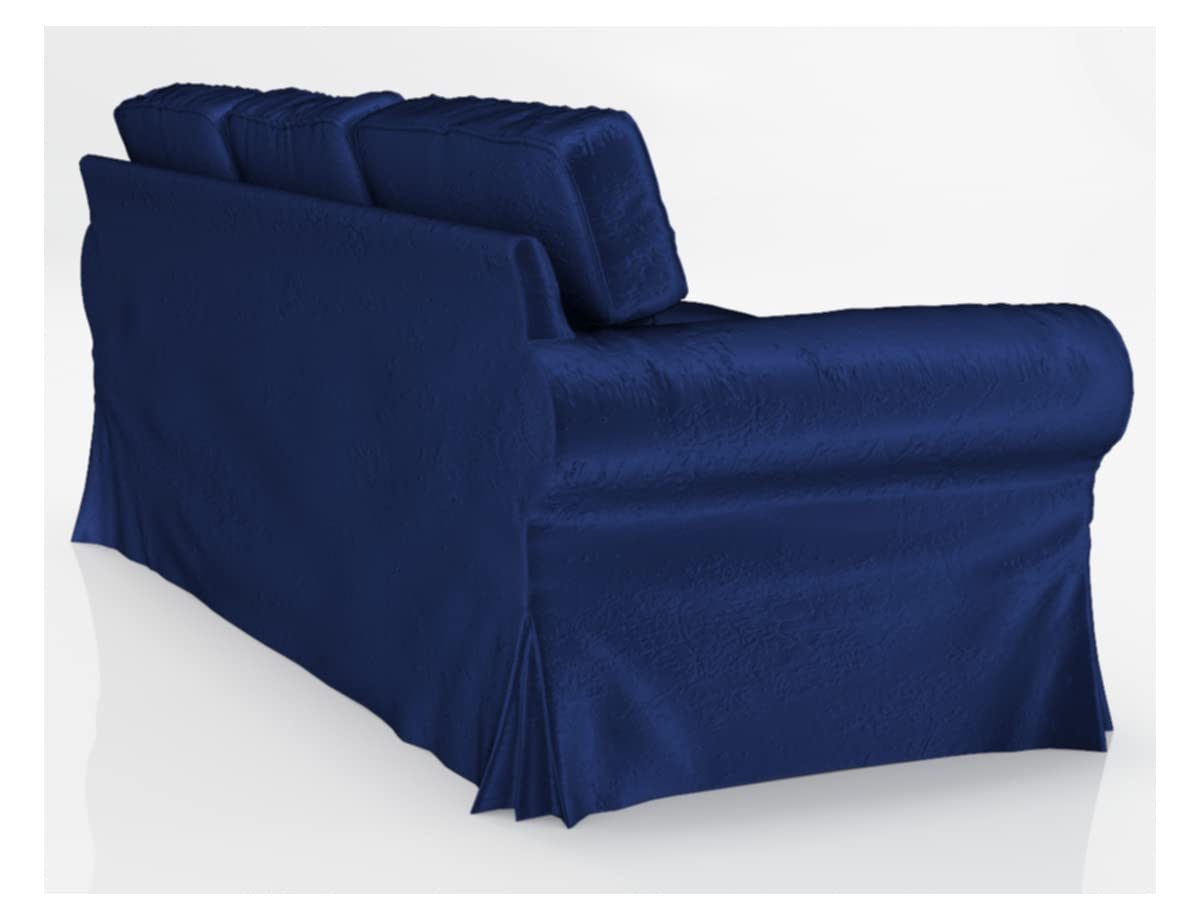 Velvet Pets Friendly Sofa Covers Custom Made Compatible for IKEA Ektorp Three Seat Sofa Slipcovers (Velvet Blue Ektorp 3)