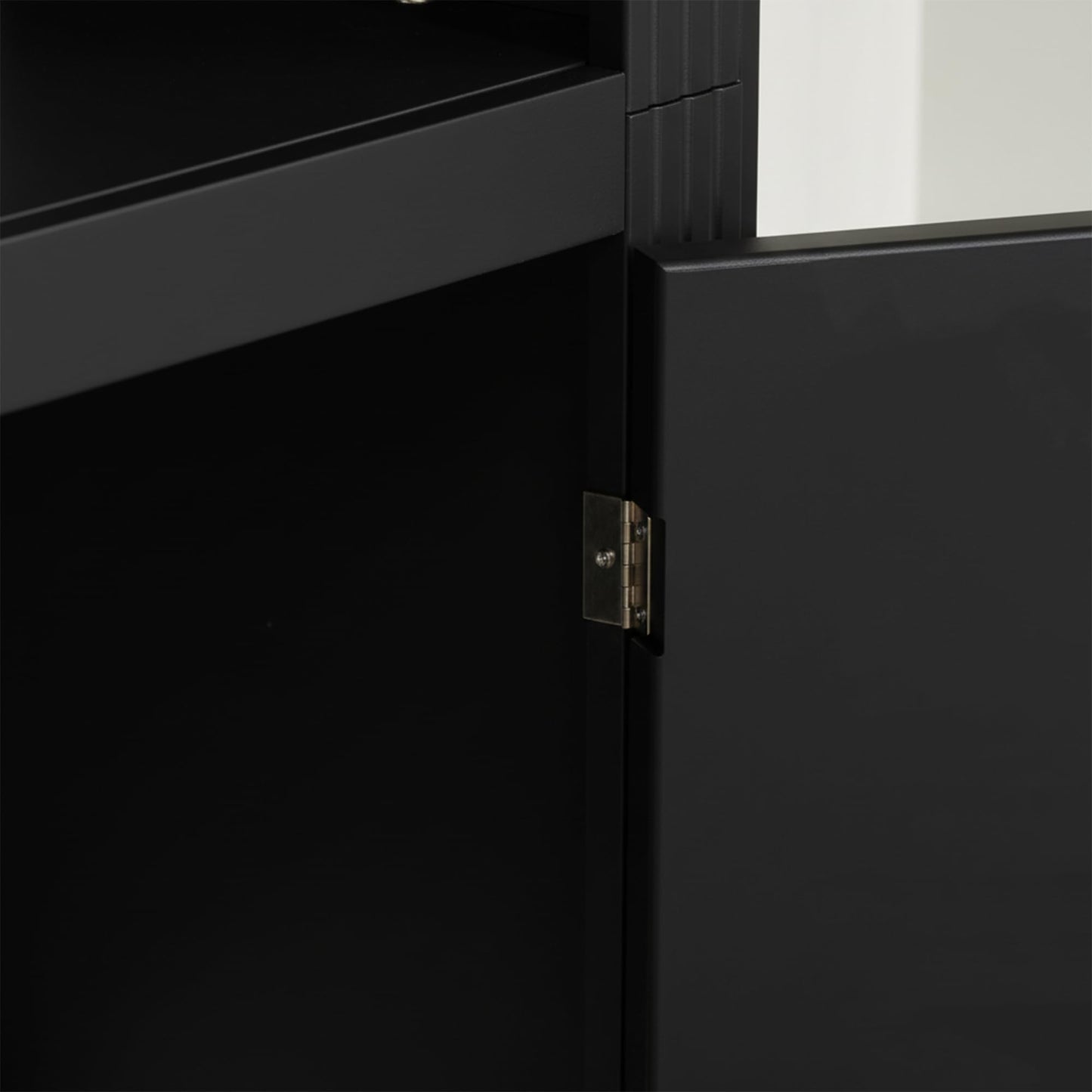 Merax Black Narrow Bookshelf 35" Wide 79" MDF Tall Bookcase Collection Books Storage Cabinet with Adjustable 5 Colors Ceiling Light for Living Room, Home Office, Studio